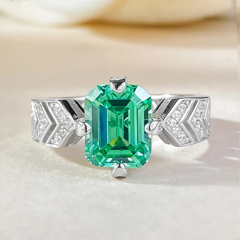 

Apaison Sparkling Emerald Rings For Women Anniversary 100% 925 Sterling Silver Ladies Ring Bridal Fine Jewelry Girls Gift