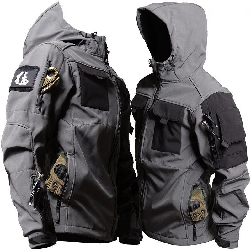 

Shark Skin Tactical Jackets Men Soft Shell Waterproof Windproof Hooded Jacket Outdoor Functional Uniforms Multi-pockets