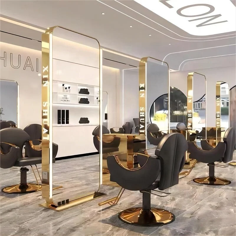 Europe Gold Beauty Salon Furniture Barber Chair Full Body Led Double Sided Hair Salon Mirror Station
Europe Gold Beauty Salon Furniture Barber Chair Full Body Led Double Sided Hair Salon Mirror Station