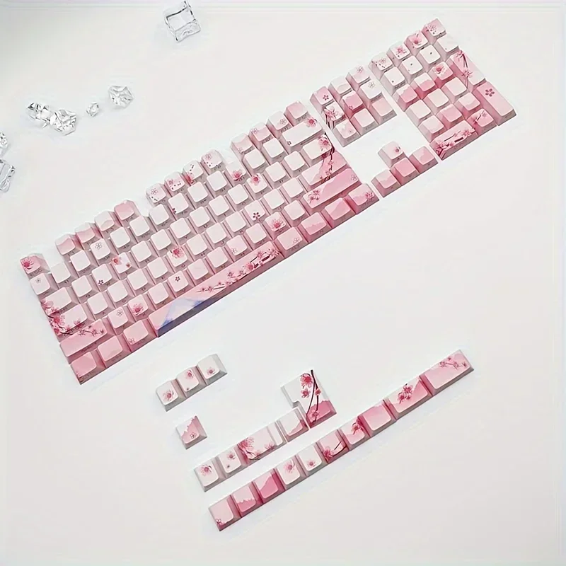 127 key pink side printed keycaps final product image