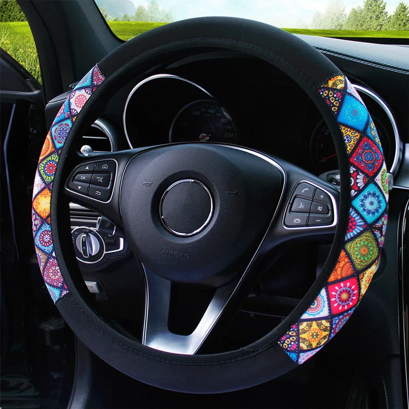 37-38cm Universal Elastic Car Steering Wheel Cover Ethnic Style Anti-slip Car Styling Steering Covers Interior Accessories
37-38cm Universal Elastic Car Steering Wheel Cover Ethnic Style Anti-slip Car Styling Steering Covers Interior Accessories