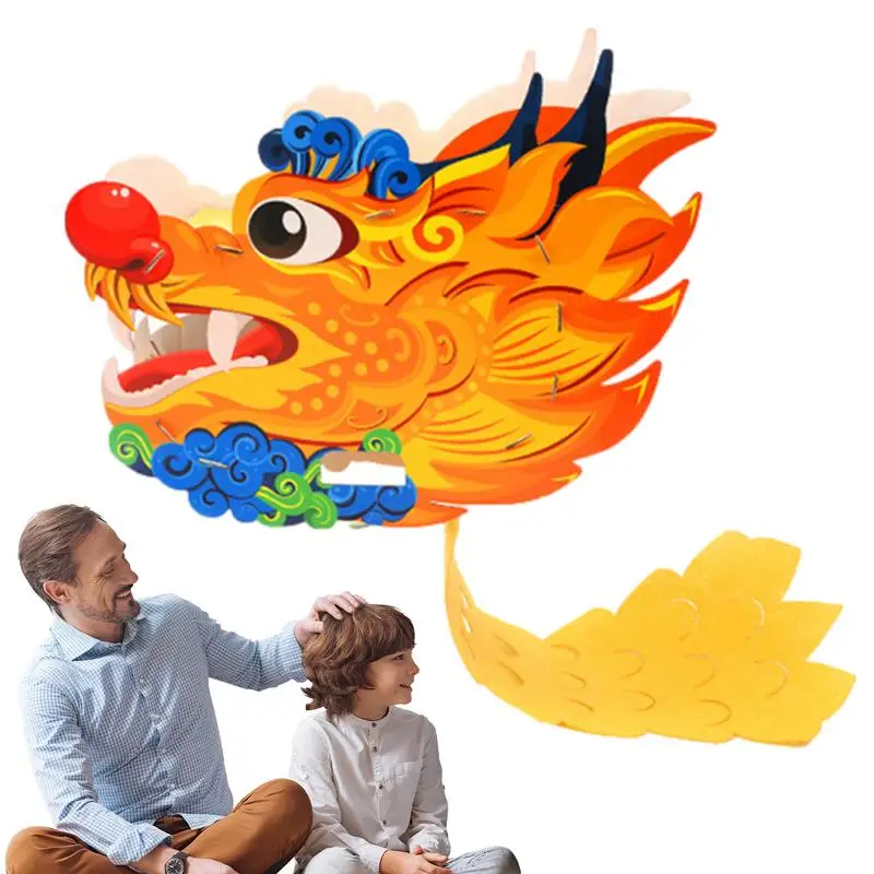 

Китайские украшения в виде дракона, Наборы для творчества, бумажные праздничные украшения для весны, стабильная конструкция, талисман в виде головы дракона
