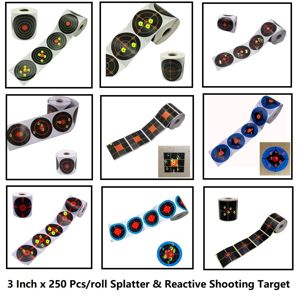 3"x 250pcs/roll Color-Impact Shooting Target Stickers Color flake off Paper Targets
3"x 250pcs/roll Color-Impact Shooting Target Stickers Color flake off Paper Targets