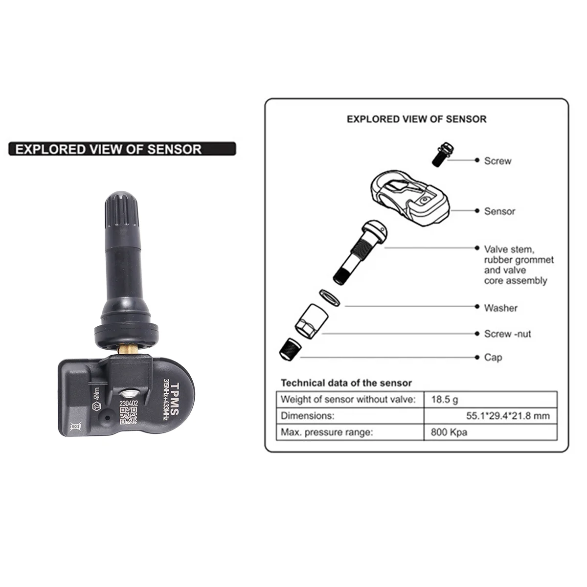 

4Pcs Programming MX Sensor TPMS Tire Pressure Monitor Sensor 315MHZ 43 HZ Universal 2 in 1 Repair Tool for-Autel Black
