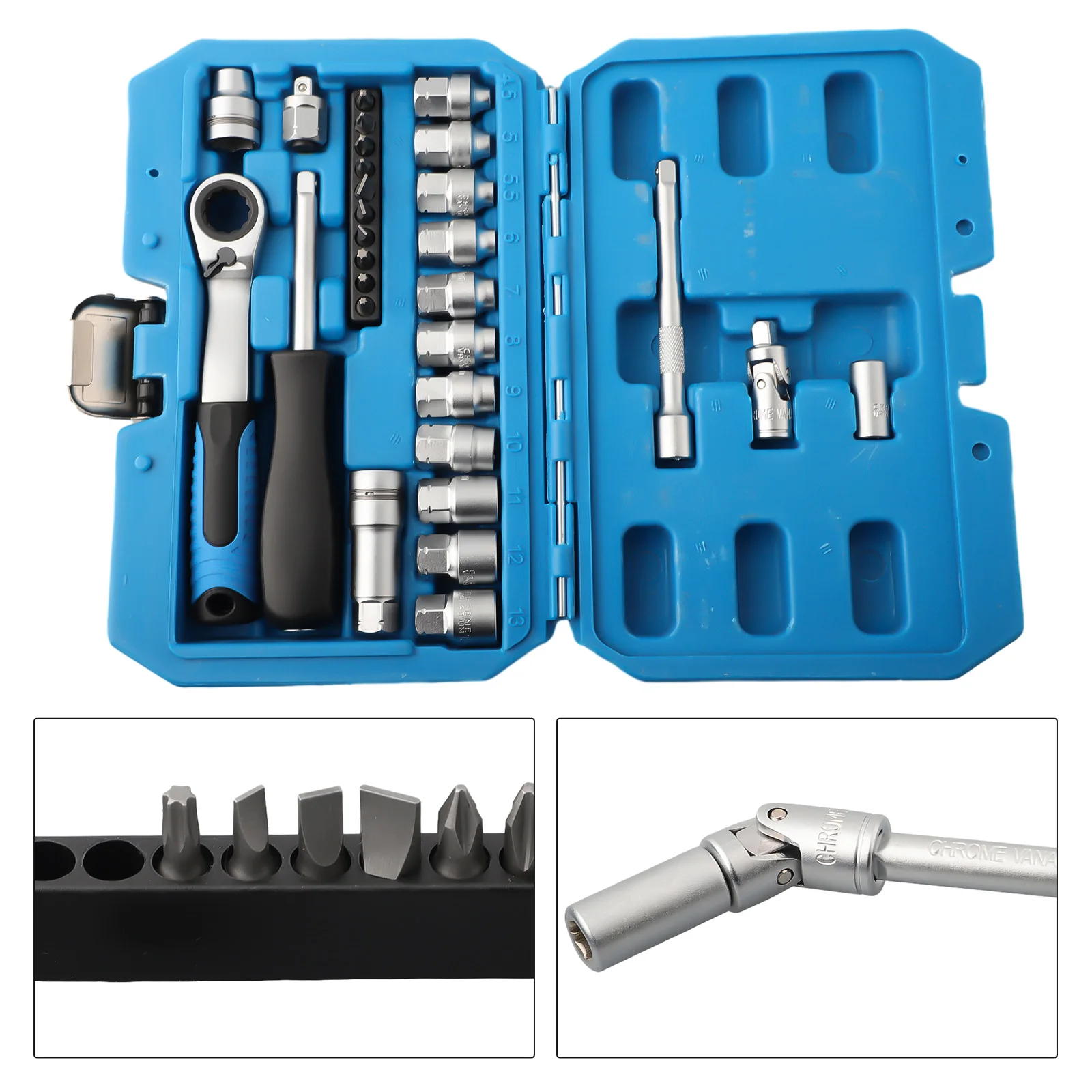 29PCS Core Ratchet Socket Wrench Kit Socket Set Car Heart Piercing Ratchet Sleeve Wrench Combo Auto Power Tool Set Accessory
29PCS Core Ratchet Socket Wrench Kit Socket Set Car Heart Piercing Ratchet Sleeve Wrench Combo Auto Power Tool Set Accessory