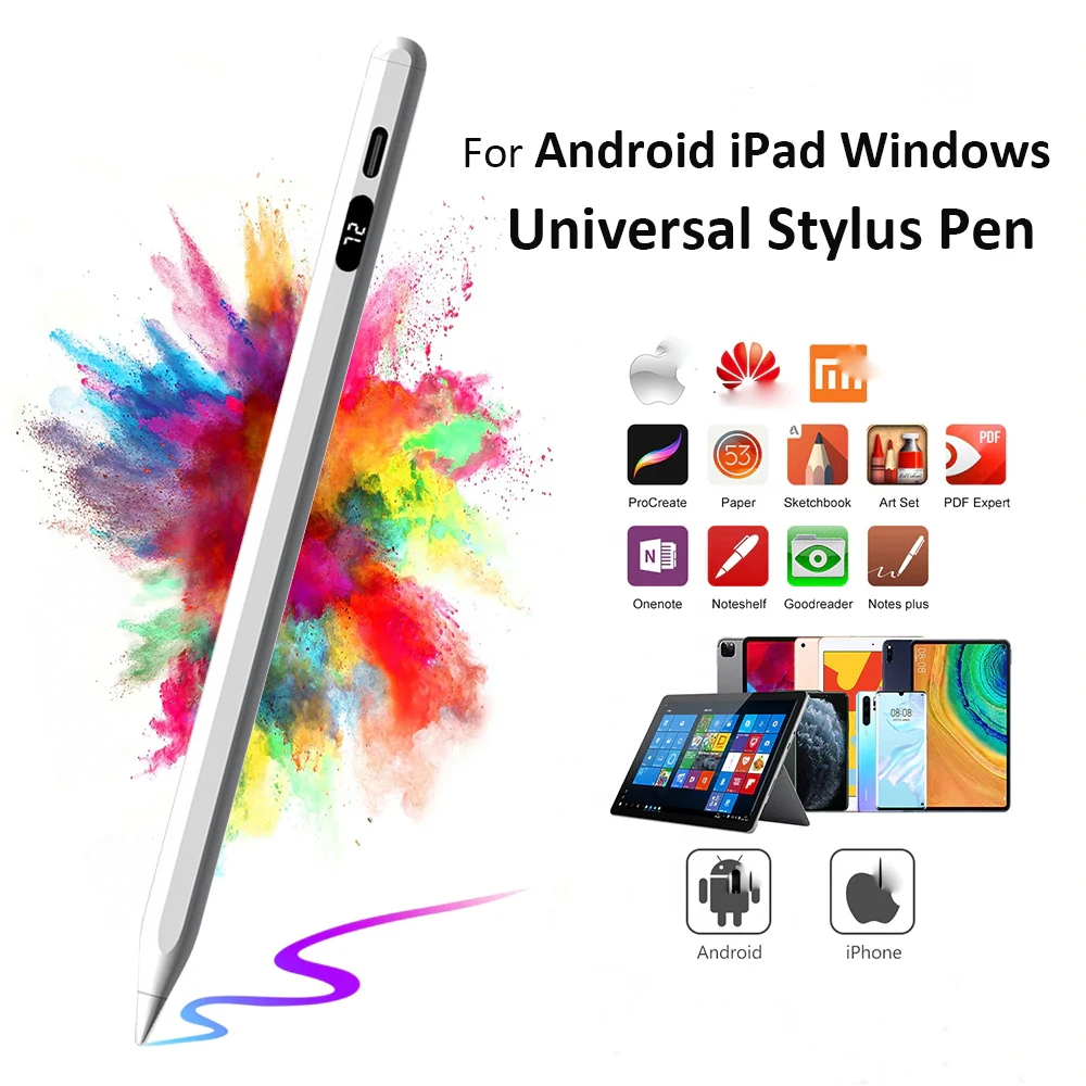 

For iPad Pencil Apple Pencil 2 Active Pen Universal Stylus Pen For Tablet Phone Android IOS Touch Pen With Digital Power Display