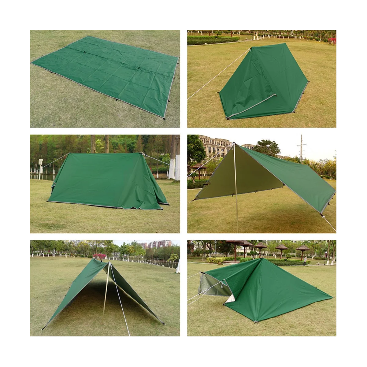 

Outdoor Awning Tarp Waterproof Camping Beach Sunshade Shelter Shade Rain Fly Tent Khaki 3X4M