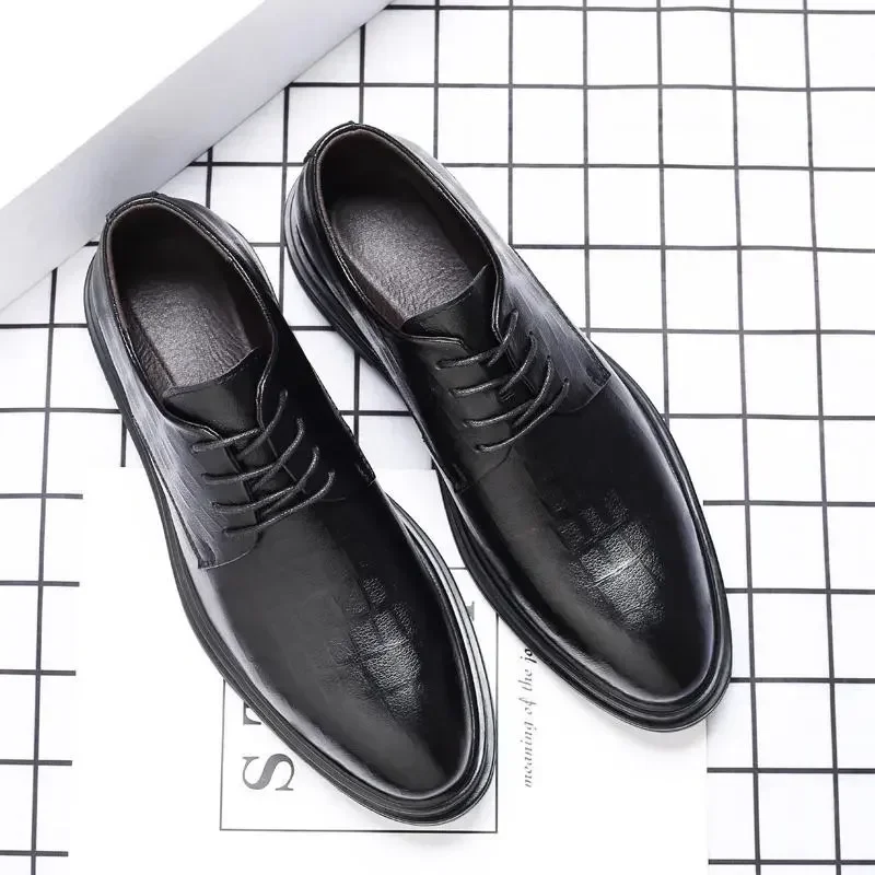 

New Korean Style Men's Casual Derby Shoes Breathable British Style Luxury Italian Dress Shoes Dress