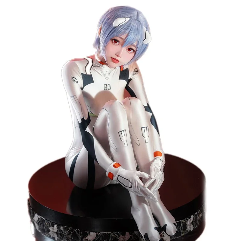 Костюм для косплея Блестящий из Аниме EVA Ayanami ei, сексуальный белый комбинезон с 3D принтом, парик и головной убор, подарки на Хэллоуин 
Костюм для косплея Блестящий из Аниме EVA Ayanami ei, сексуальный белый комбинезон с 3D принтом, парик и головной убор, подарки на Хэллоуин
