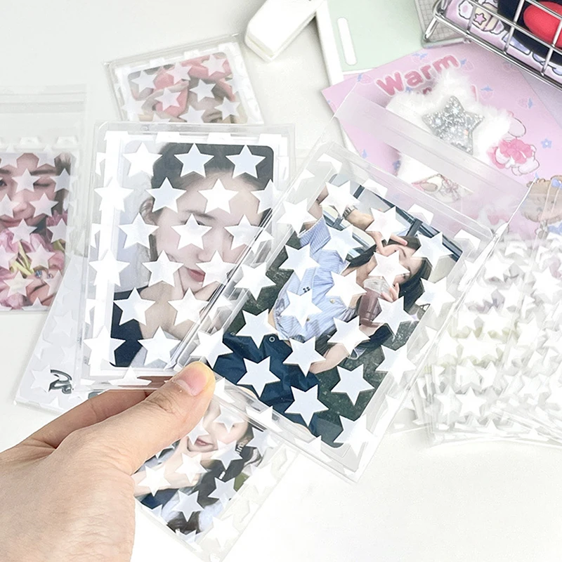 

50Pcs/pack Transparent Star Self-adhesive Opp Bag Kpop Idol Photo Cards Protective Storage Bag Photocard Card Sleeves