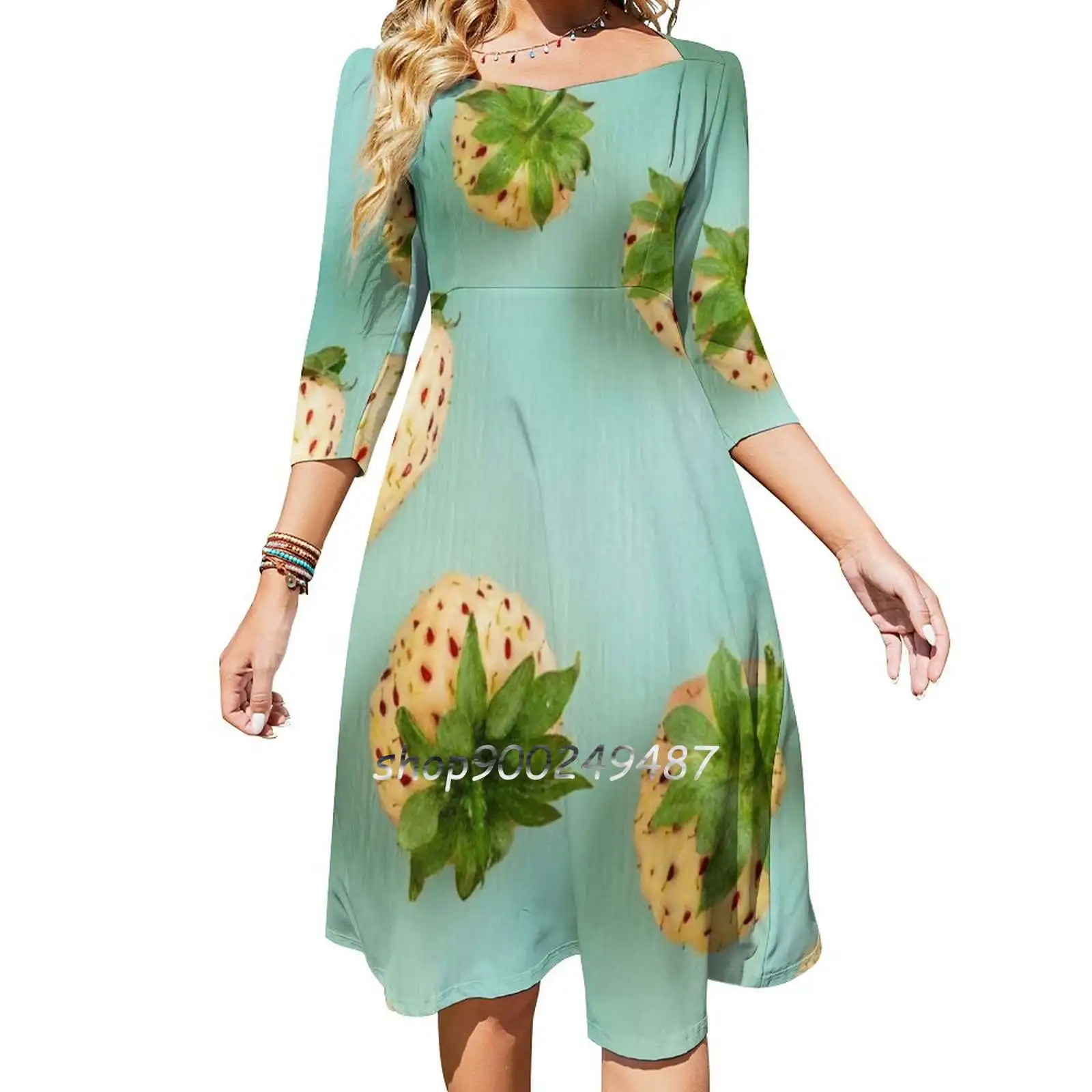 Fresh Pineberries On Turquoise Square Neck Dress Cute Loose Print Dresses Elegant Beach Party Dress Pineberries Hybrid Culture
Fresh Pineberries On Turquoise Square Neck Dress Cute Loose Print Dresses Elegant Beach Party Dress Pineberries Hybrid Culture