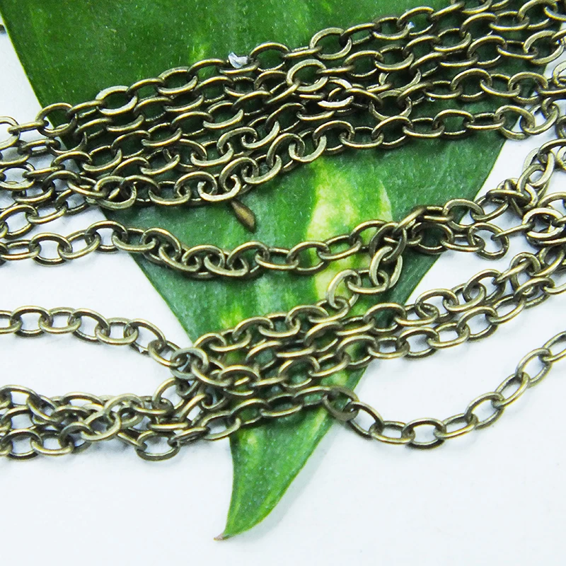 

200meter 2X3mm Nickel Lead Free Antique bronze Chain flat cable jewelry link chain fit necklace bracelet or earring findings