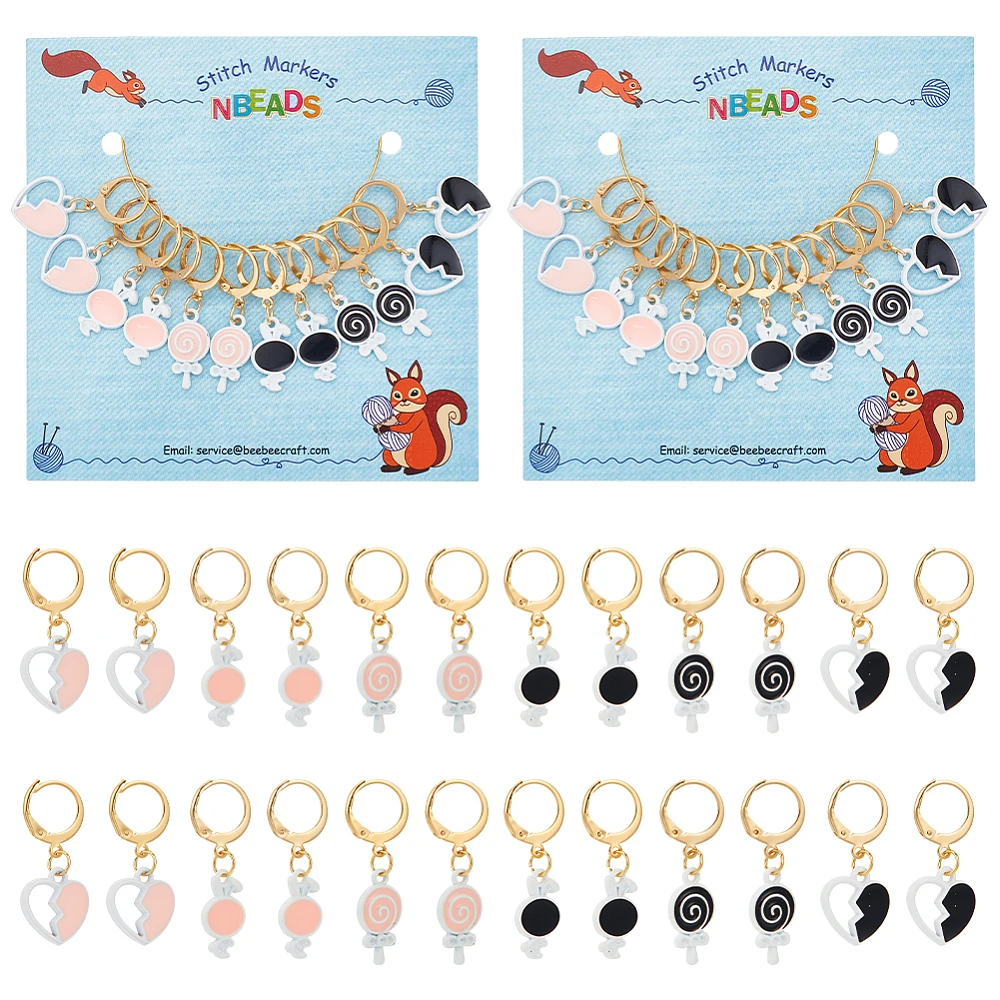 24PCS Alloy Ename Heart & Lollipop & Rabbit Pendant Locking Stitch Markers 304 Stainless Steel Clasp Stitch Marker Mixed Color
24PCS Alloy Ename Heart & Lollipop & Rabbit Pendant Locking Stitch Markers 304 Stainless Steel Clasp Stitch Marker Mixed Color