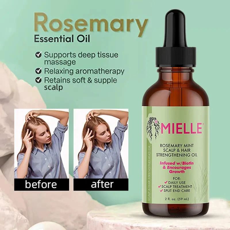 

59ml Hair Growth Essential Oil Rosemary Mint Hair Strengthening Oil Nourishing Treatment for Split Ends and Dry Mielle Organics