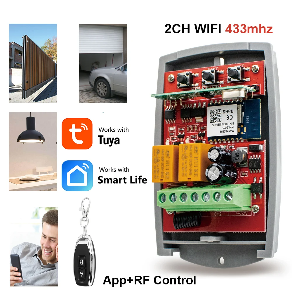 

WiFi Tuya Smart Garage Door Switch Door Opening Smart Life APP Controller 433mhz Remote Control Closing For Alexa Google Home