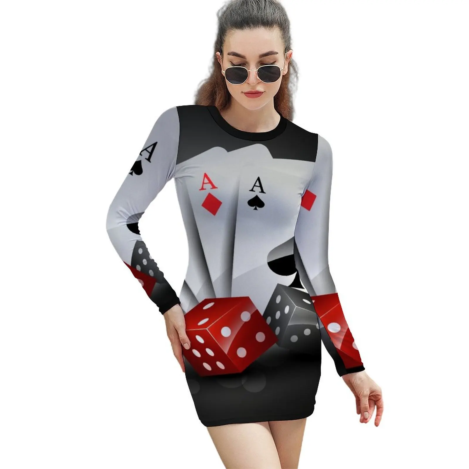 Playing Cards Aces And Dice Long-Sleeved Sheath Dress Women's long dress women's evening dresses 2024
Playing Cards Aces And Dice Long-Sleeved Sheath Dress Women's long dress women's evening dresses 2024