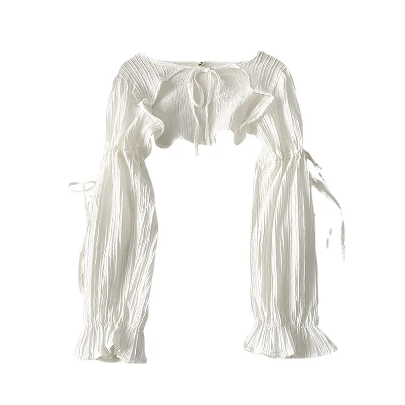 Sunscreen Shawl White Waistcoat Women's Summer Design Lace-up Short Coat Outer Wear Bandage Dress Top
Sunscreen Shawl White Waistcoat Women's Summer Design Lace-up Short Coat Outer Wear Bandage Dress Top