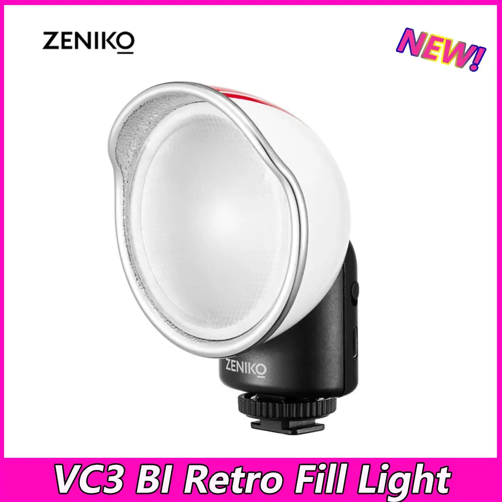 

ZENIKO VC3 Bi Retro Fill Light 2500K-6500K Bi-color Handheld Lamp Mini Pocket Light Universal Cold Shoe Mount for Phone Camera