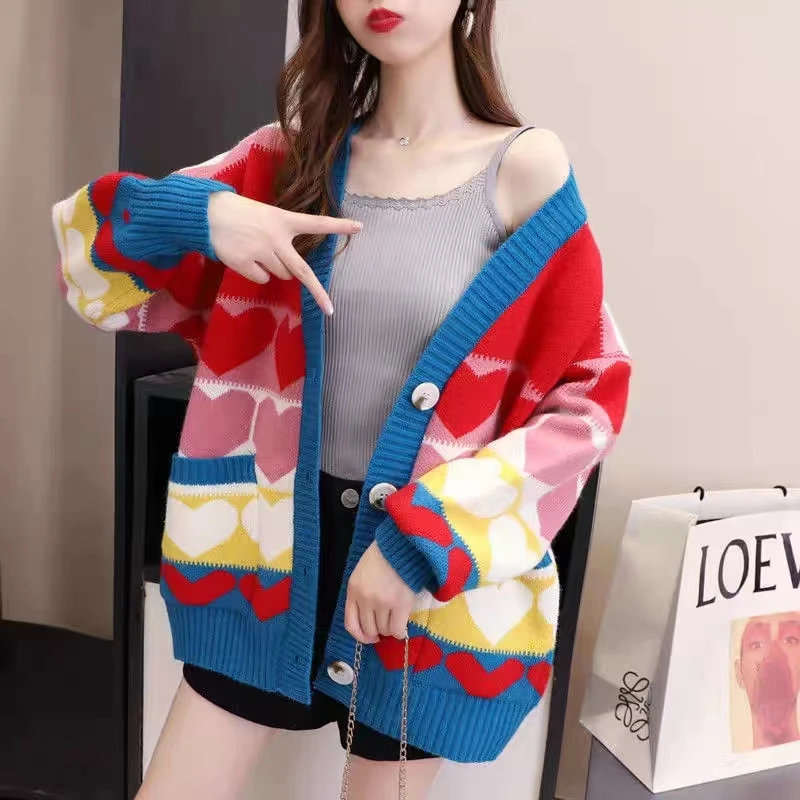 Jmprs Cute Love Print Knitted Sweaters Women Fashion Patchwork Korean Sweet Tops Oversize Loose Long Sleeve Lady Casual Jumpers
Jmprs Cute Love Print Knitted Sweaters Women Fashion Patchwork Korean Sweet Tops Oversize Loose Long Sleeve Lady Casual Jumpers