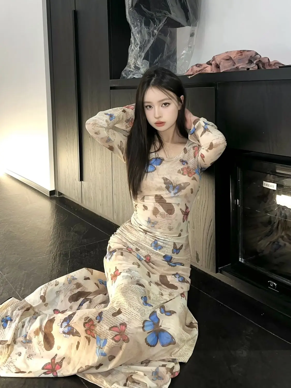Butterfly Print Long Sleeve Dress Women Draw Pleat Waist Sexy Slim Hip Long Dress Spice Girls Retro Style Womens Skirt 2024
Butterfly Print Long Sleeve Dress Women Draw Pleat Waist Sexy Slim Hip Long Dress Spice Girls Retro Style Womens Skirt 2024