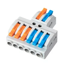 Lever-Nuts Compact Wire Connector Butt Splice Terminal Block Wire Connectors 2 in 6 Out for Circuit Inline
Lever-Nuts Compact Wire Connector Butt Splice Terminal Block Wire Connectors 2 in 6 Out for Circuit Inline