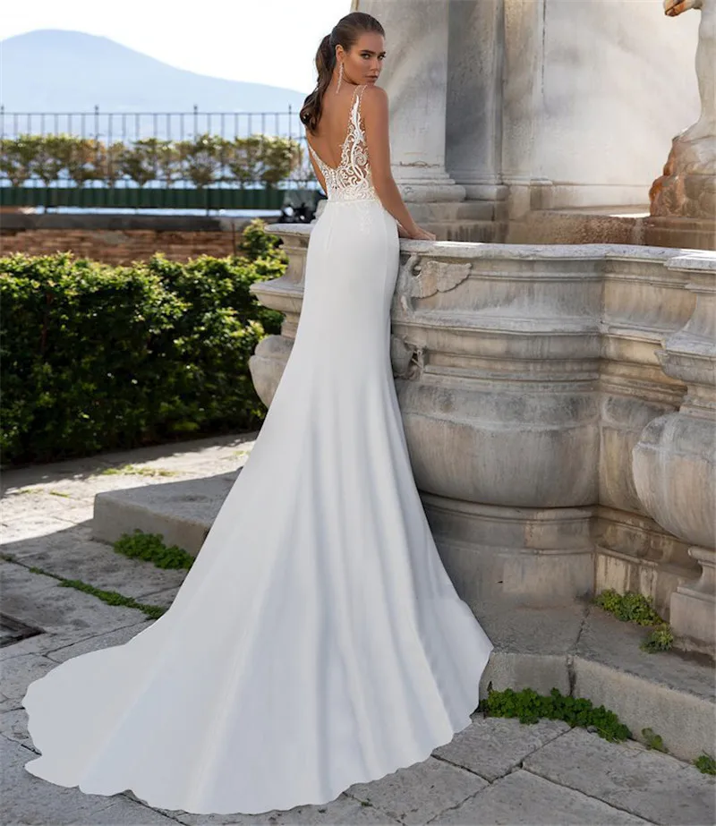 Lace Wedding Dresses Customise V-Neck Backless Mermaid Trumpet Trailing Gowns For Wedding Bridesmaid
Lace Wedding Dresses Customise V-Neck Backless Mermaid Trumpet Trailing Gowns For Wedding Bridesmaid