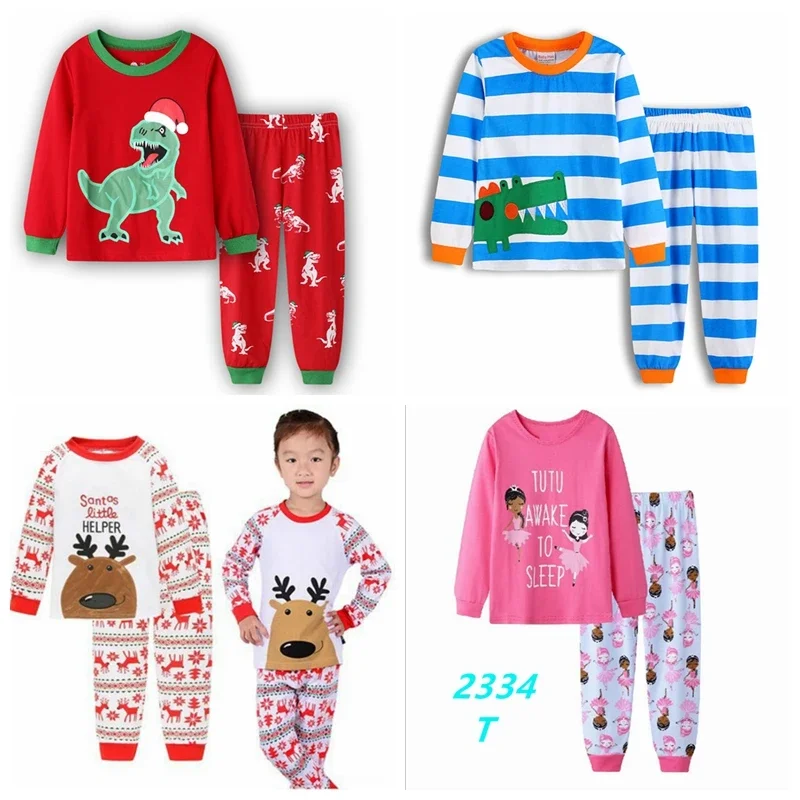 

New Kids Pajamas Set Children Sleepwear Cartoon Animal Pyjamas Pijamas Baby Boy Girls Top Pant Cotton Nightwear 2PCS Clothes Set