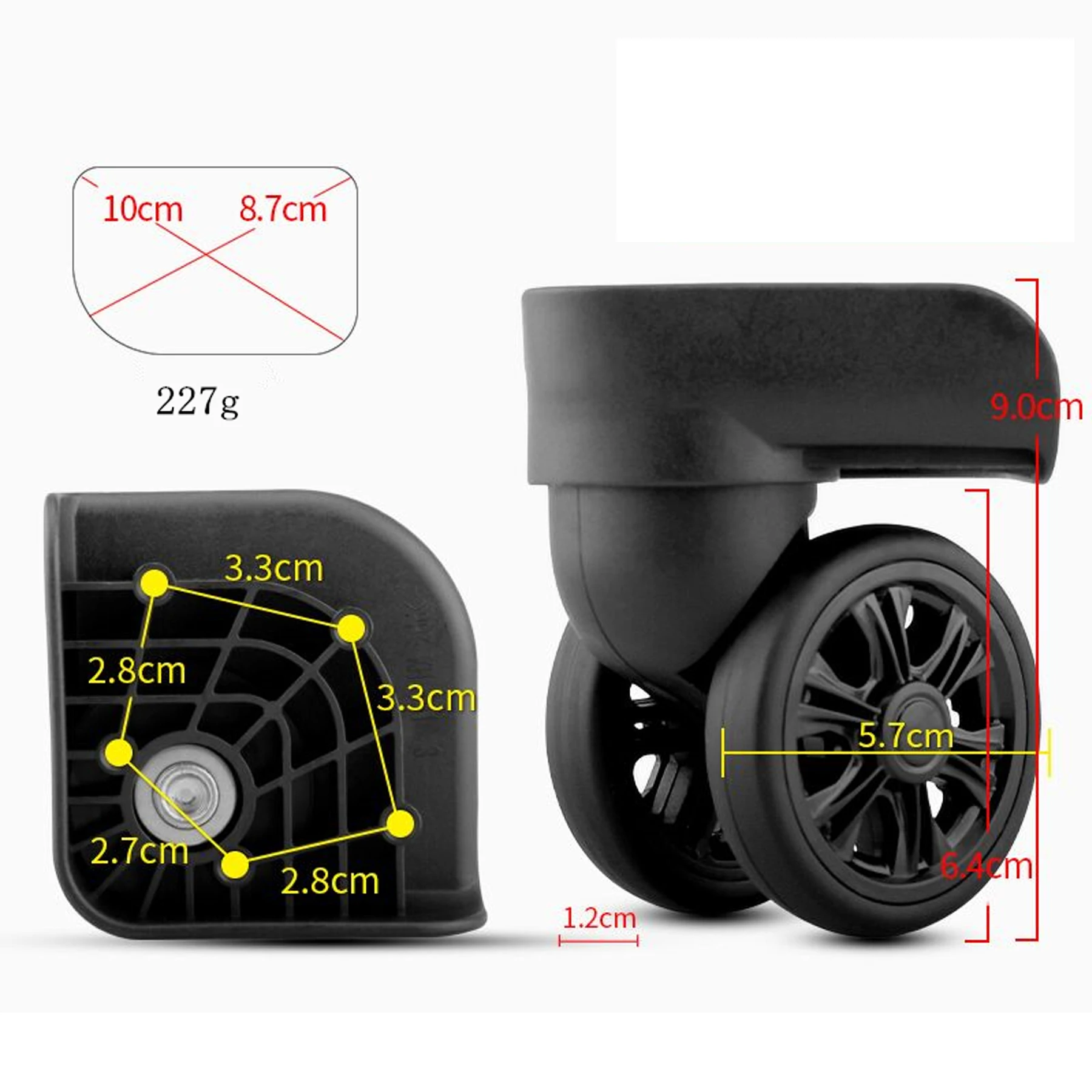 

2Pcs Trolley Caster Replacement Suitcase Luggage Box Wheels Double Row 360° Spinner Repairing Kit Heavy Duty Wheels ST0366