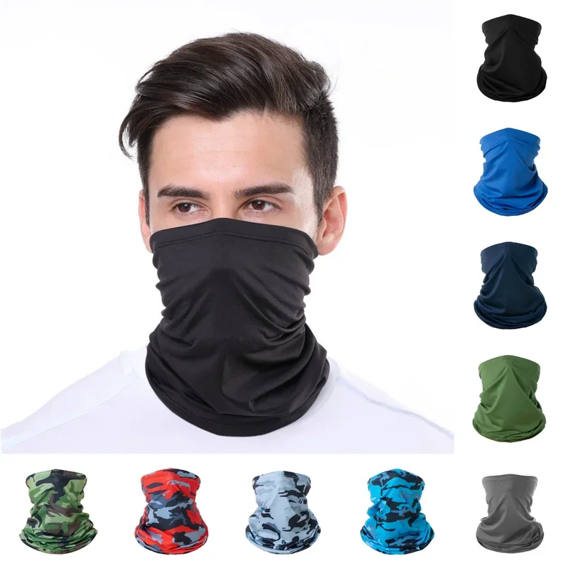 

Summer UV Protection Cycling Face Mask Men Women Outdoor Sports Ice Silk Neck Warmer Scarf Breathable Hiking Fishing Face Cover