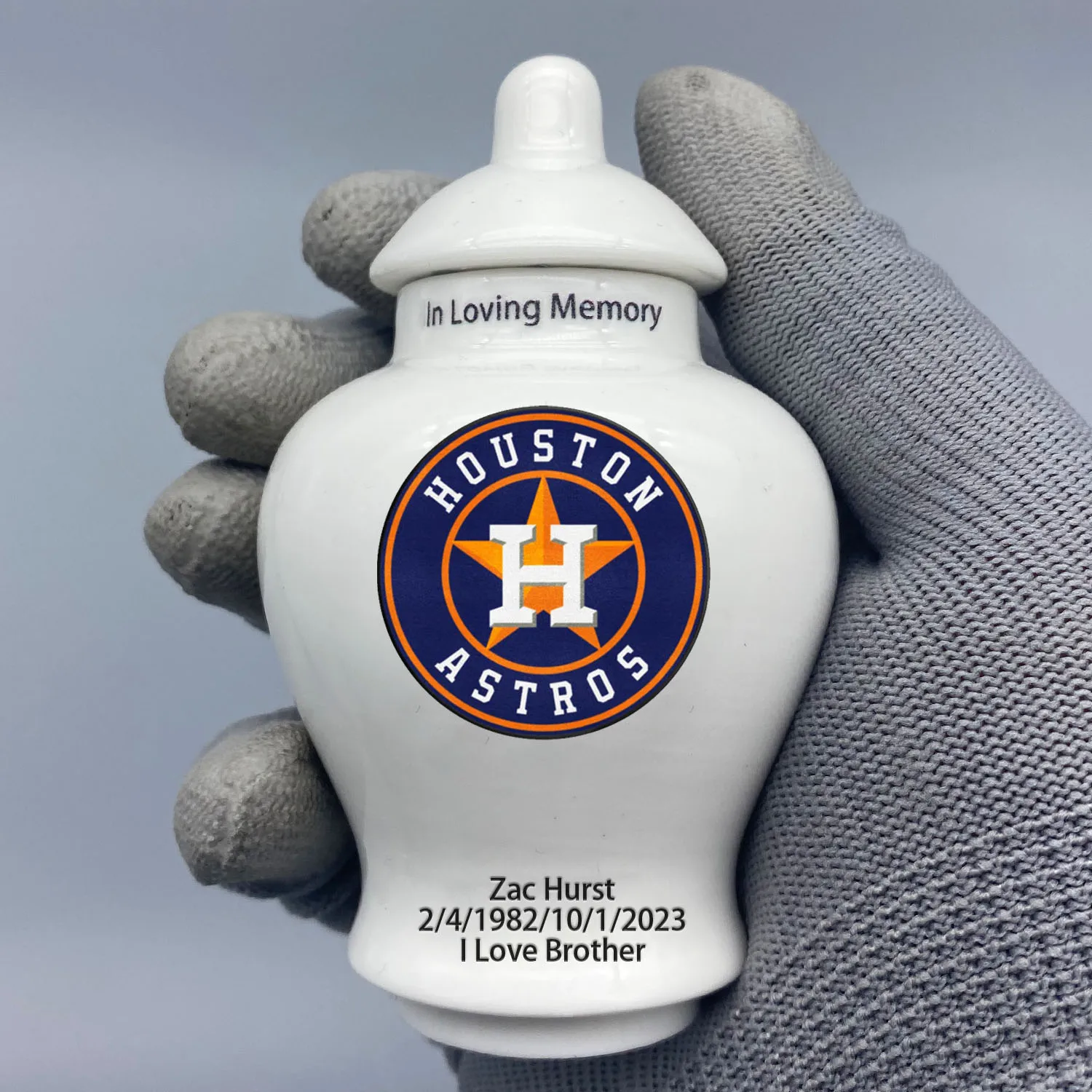 

Mini Urn for Houston Astros-themed Logo Custom Urn.Send me the name/date you want to appear on the urn by Remarks Message