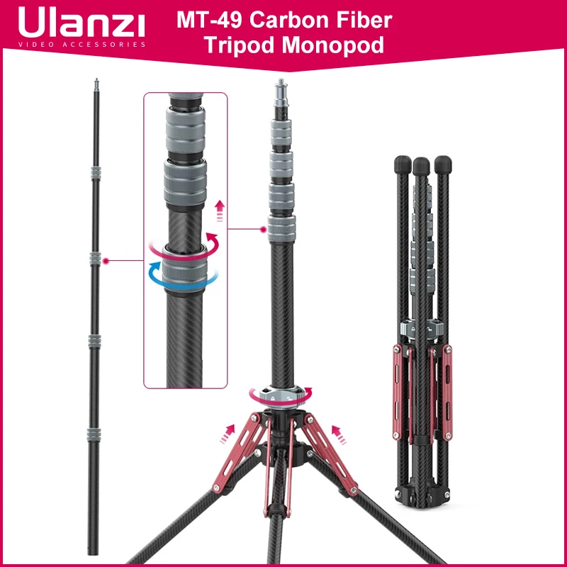 

Ulanzi MT-49 Carbon Fiber Tripod Monopod With Detachable Bottom Bracket Balance Bar lightweight Outdoor Travel Tripod 1.5Kg Load