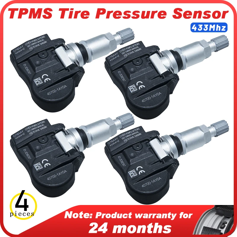 4pcs TPMS Tire Pressure Monitoring System for INFINITI QX70 2014-2015 407001AY0A 407002138R 40700-1AY0A 433Mhz
4pcs TPMS Tire Pressure Monitoring System for INFINITI QX70 2014-2015 407001AY0A 407002138R 40700-1AY0A 433Mhz