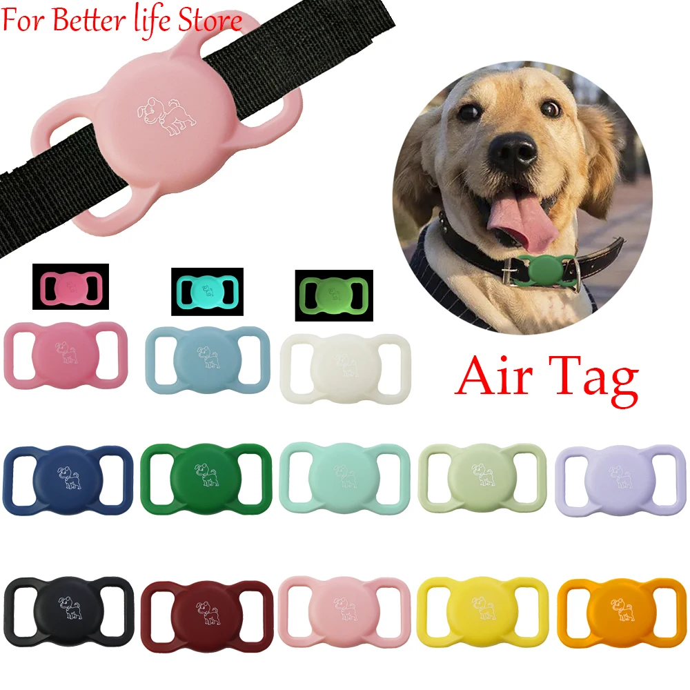 

2PCS For Apple Airtag Case Dog Cat Collar GPS Finder Colorful Luminous Protective Silicone Case For Apple Air Tag Tracker Holder