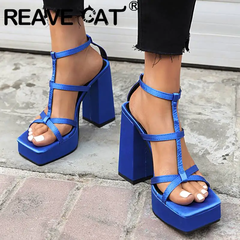 REAVE CAT Women Sandals Square Toe Block Heel 12cm Ultrahigh Platform 3cm Buckle T-strap Big Size 40 41 Sexy Dating Female Shoes
REAVE CAT Women Sandals Square Toe Block Heel 12cm Ultrahigh Platform 3cm Buckle T-strap Big Size 40 41 Sexy Dating Female Shoes