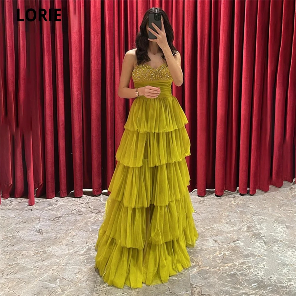 LORIE Gorgeous Tiered Tulle Gold Prom Dresses Sweetheart Beaded Crystals A-Line Evening Party Dresses Floor Length Prom Gowns
LORIE Gorgeous Tiered Tulle Gold Prom Dresses Sweetheart Beaded Crystals A-Line Evening Party Dresses Floor Length Prom Gowns