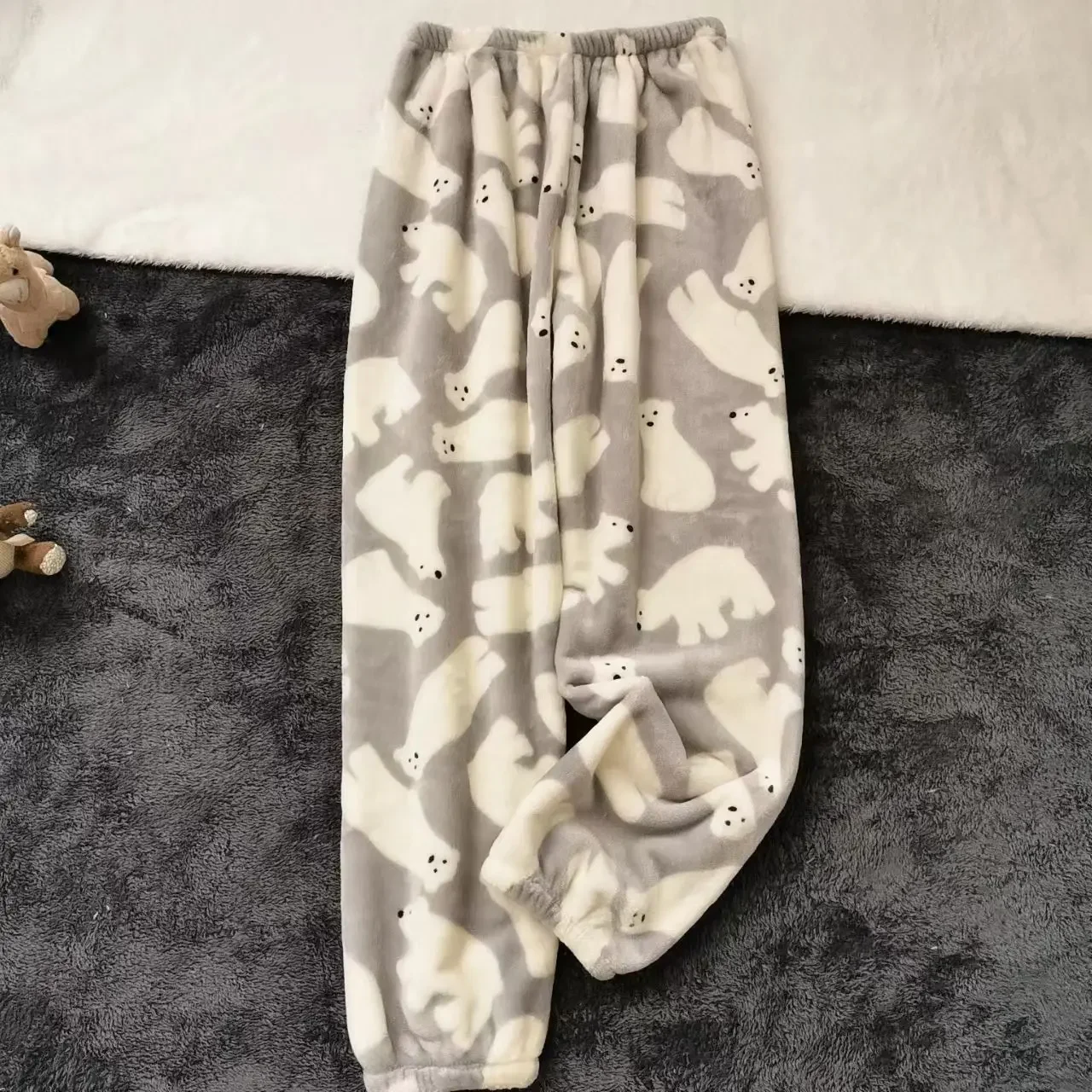 

Thick Coral Fleece Pajama Pants Women's Autumn and Winter Flannel Plush Thick Trousers Cartoon Dog Warm Pants