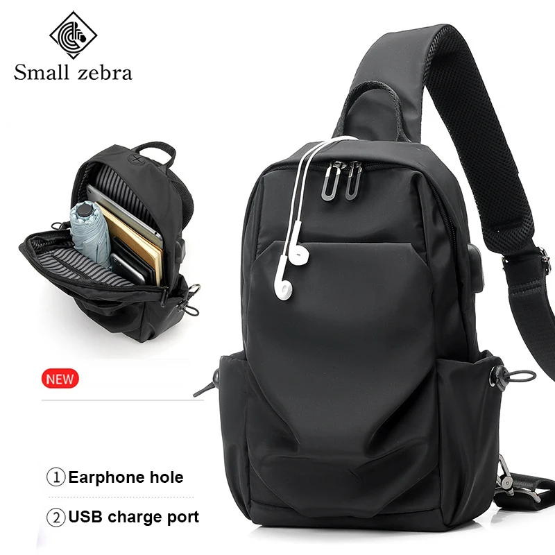 

2024 New Arrival Men Sling Backpack Nylon Water Resistant Shoulder Chest Crossbody Sling Bag with USB Charging Port Black Camo