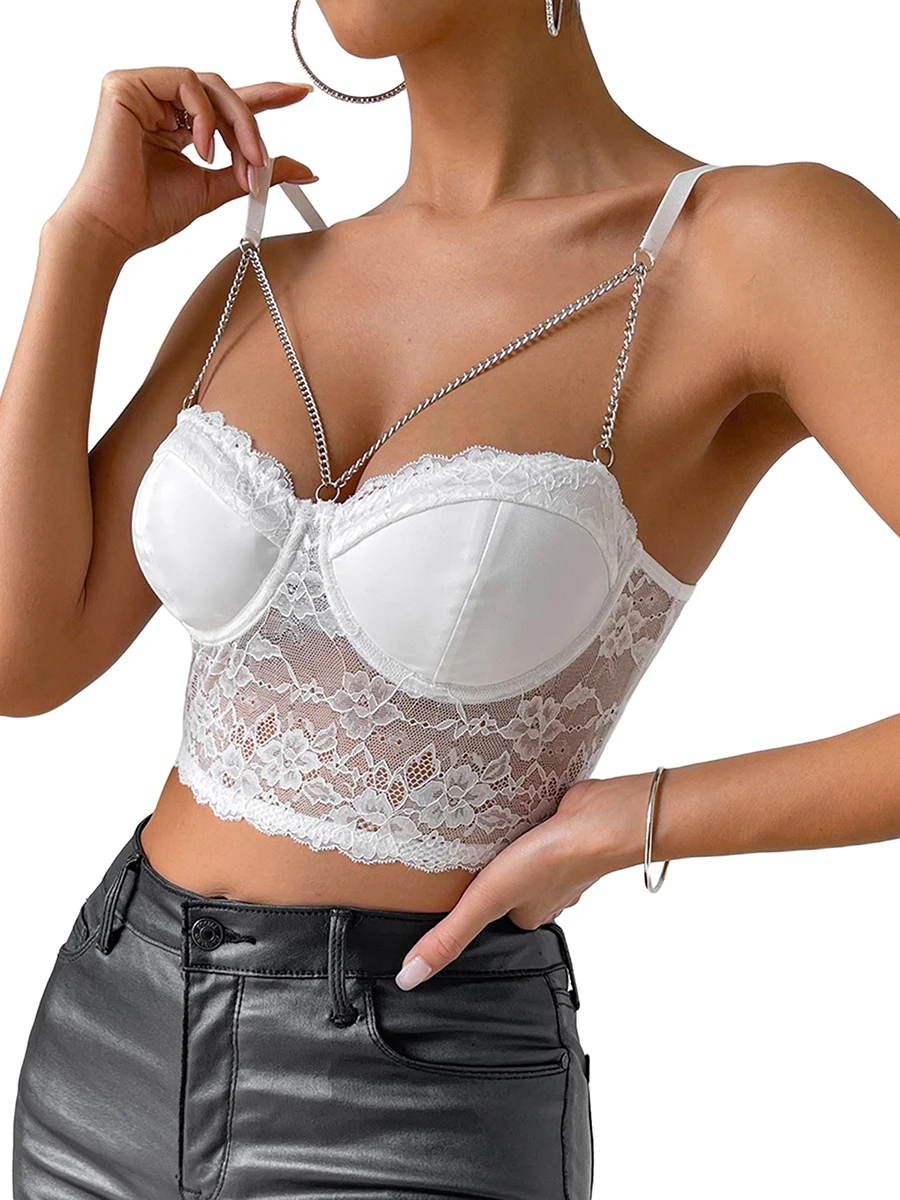 Women Sexy Lace Bustier Corset Top Y2k Backless Chained Slim Sheer Cami Tank Vest Crop Top Waist Cincher
Women Sexy Lace Bustier Corset Top Y2k Backless Chained Slim Sheer Cami Tank Vest Crop Top Waist Cincher