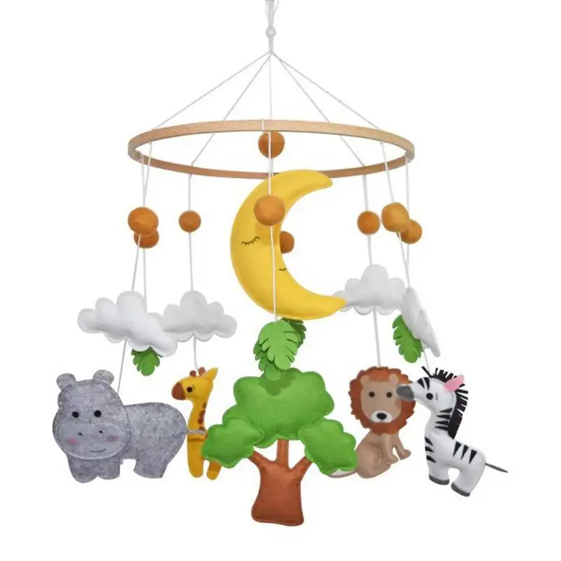 

Woodland Babies Mobile For Crib Forest Animals Theme Nursery Decor Soother Toy Soft Wooden Bed Bell Toy For Nursery Living Room