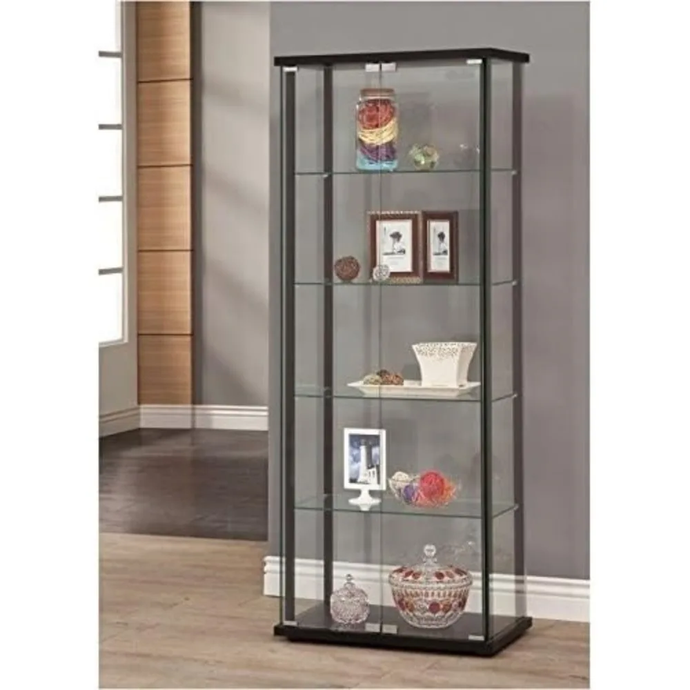 Glass Display Cabinet, Two Magnetically Pressed Clear Doors, 5 Tier Modern Glass Display Cabinet
Glass Display Cabinet, Two Magnetically Pressed Clear Doors, 5 Tier Modern Glass Display Cabinet