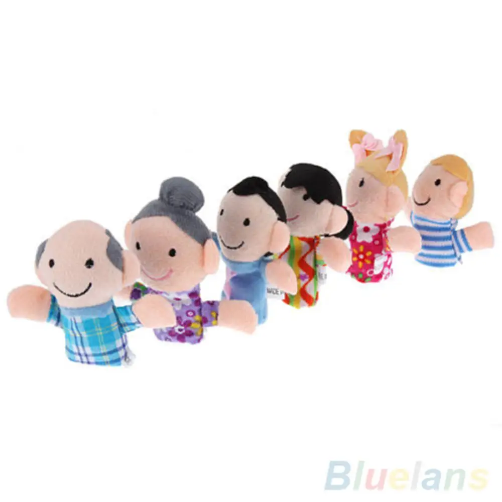

6Pcs Baby Kid Cute Plush Cloth Play Game Learn Story Family Finger Puppets Speak Story Toys