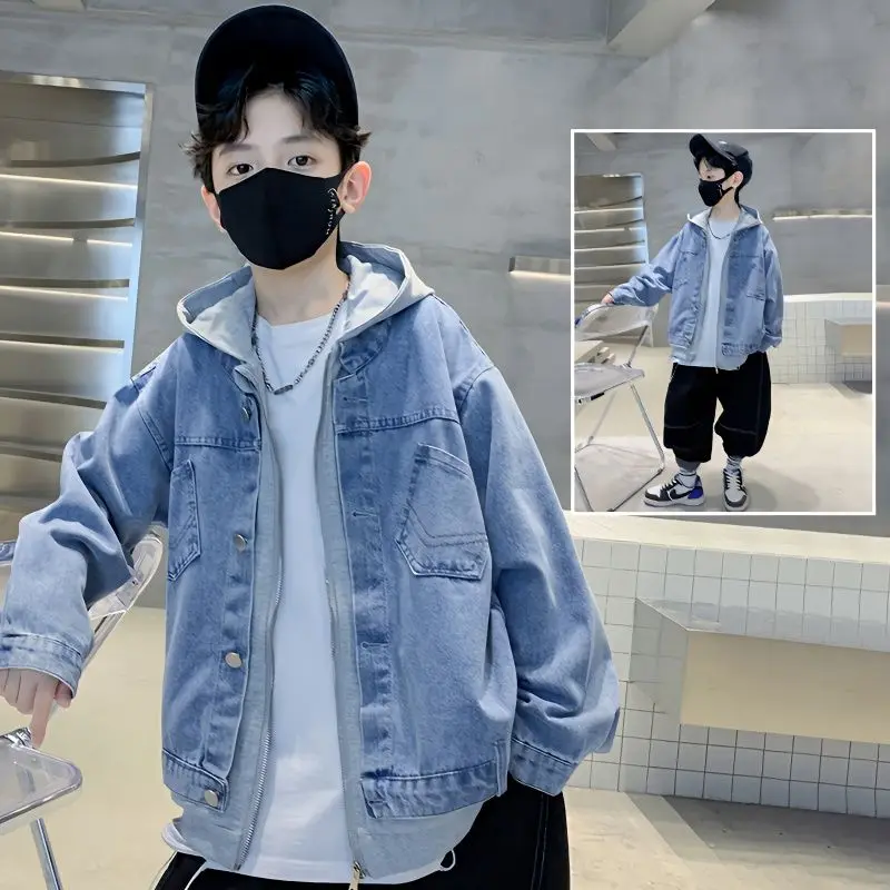 2023 Kids Teens New Fashion Boys Denim Jacket Coats Spring Autumn New Kids Clothes Hooded Design Top Casual Outerwear 5-14 Y
2023 Kids Teens New Fashion Boys Denim Jacket Coats Spring Autumn New Kids Clothes Hooded Design Top Casual Outerwear 5-14 Y