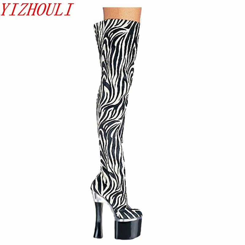 7 inch Women's Shoes sexy zebra-stripe Slouchy Over the Knee Comfortable Casual Trendy Toe 18cm Thigh High Heel dance shoes
7 inch Women's Shoes sexy zebra-stripe Slouchy Over the Knee Comfortable Casual Trendy Toe 18cm Thigh High Heel dance shoes