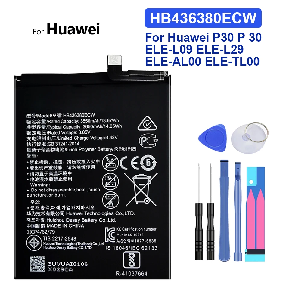 Battery HB436380ECW 3650mAh For Huawei P30 P 30 ELE-L09 ELE-L29 ELE-AL00 ELE-TL00 Bateria
Battery HB436380ECW 3650mAh For Huawei P30 P 30 ELE-L09 ELE-L29 ELE-AL00 ELE-TL00 Bateria