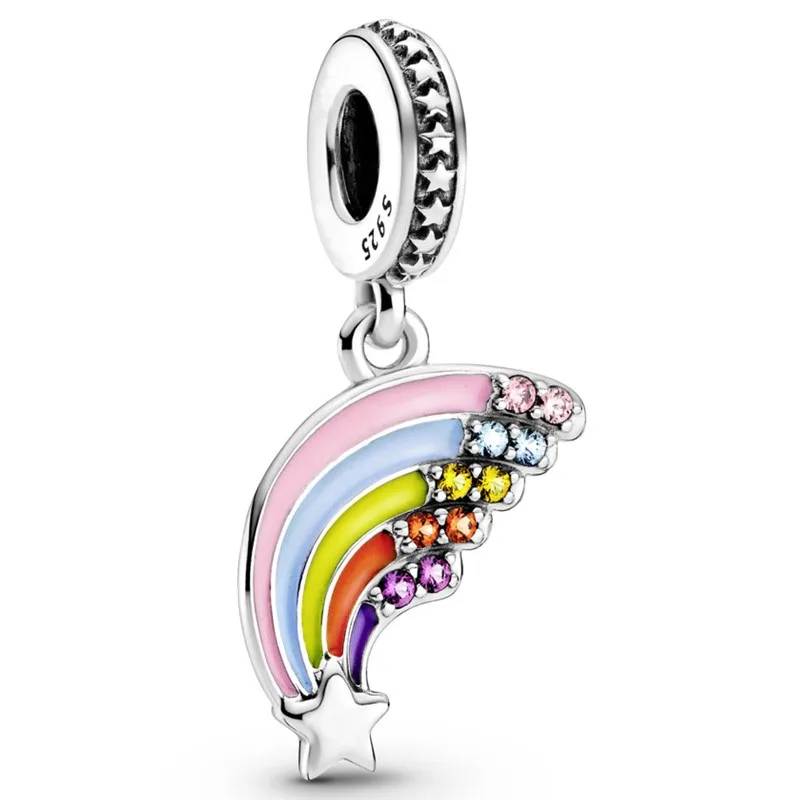 

Original Colourful Rainbow Dangle Beads Charm Fit Pandora Women 925 Sterling Silver Bracelet Bangle Jewelry