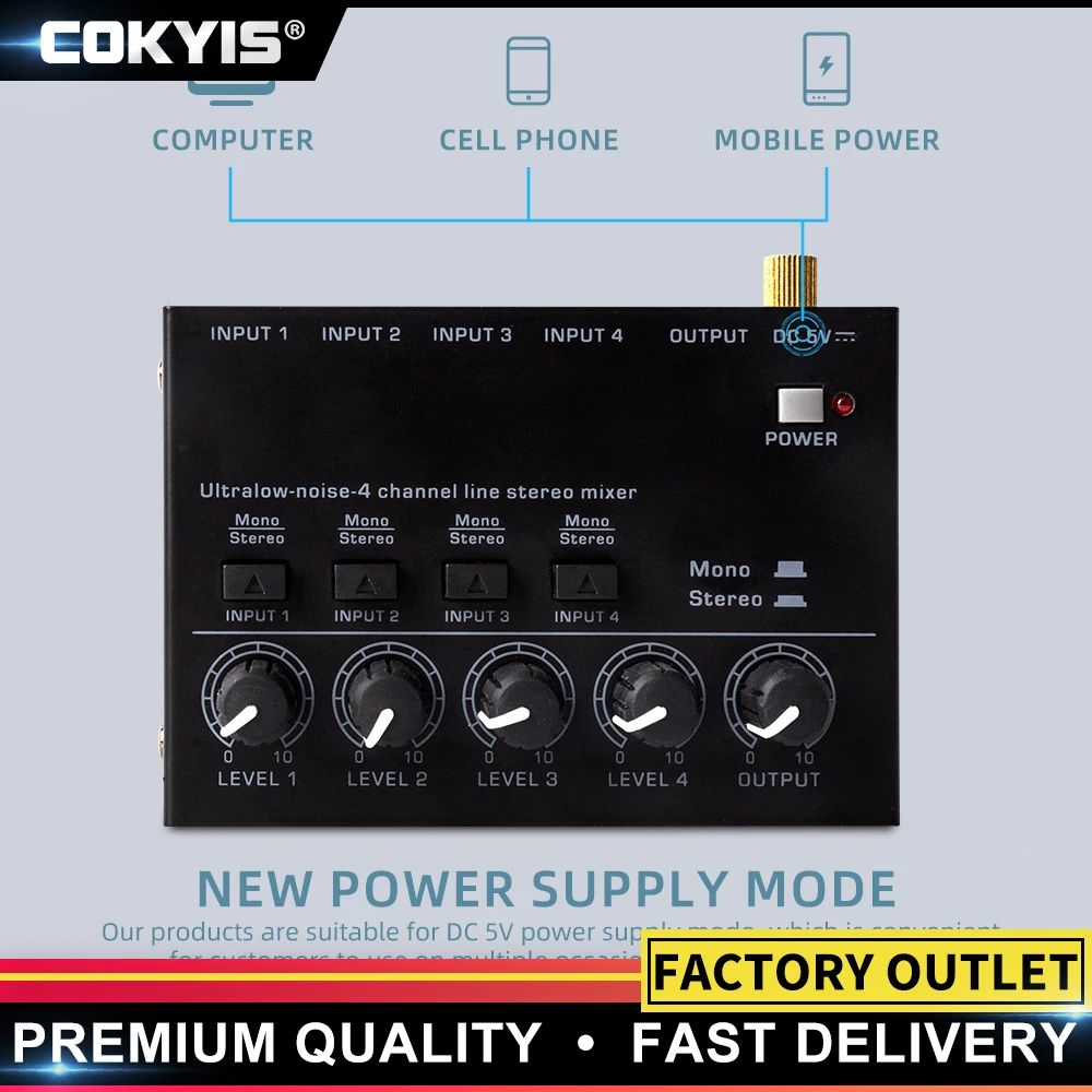 Mixer Mini Low Noise Sound Mixer Ultra Compact Professional Sound Mixer 4 Channel Mixer Stereo RCA Output
Mixer Mini Low Noise Sound Mixer Ultra Compact Professional Sound Mixer 4 Channel Mixer Stereo RCA Output