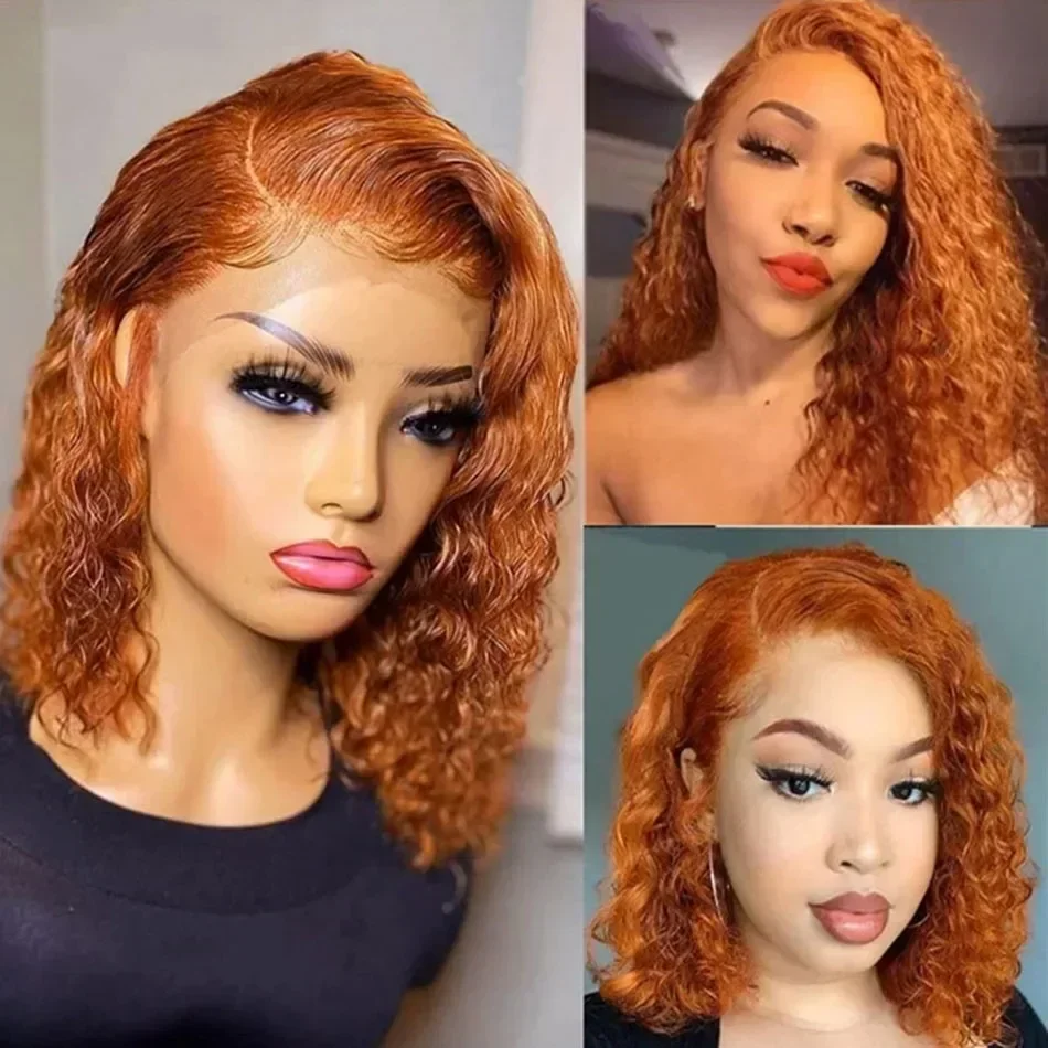 

Ginger Lace Front Human Hair Wig for Women Glueless Deep Wave Bob Wigs Pre Plucked 13x4 Ocean Curly Lace Perruque Cheveux Humain