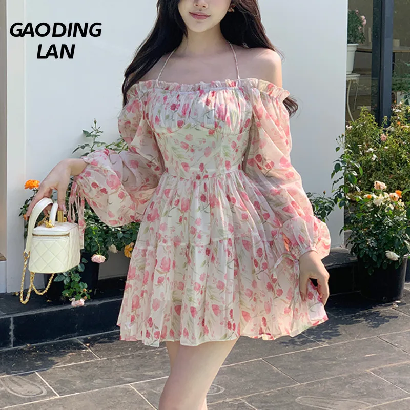 L-4XL Large Size Slash Neck Halter Women Dress Vintage Floral Long Sleeve Chiffon Dresses Slim High Waist A Line Elegant Dress
L-4XL Large Size Slash Neck Halter Women Dress Vintage Floral Long Sleeve Chiffon Dresses Slim High Waist A Line Elegant Dress