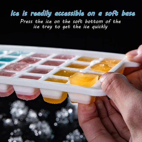 

Ice Cube Trays Silicon Bottom Ice Cube Storage Container Box With Lid BPA-Free Ice Mold Makers For Cool Drinks Bar Accessories