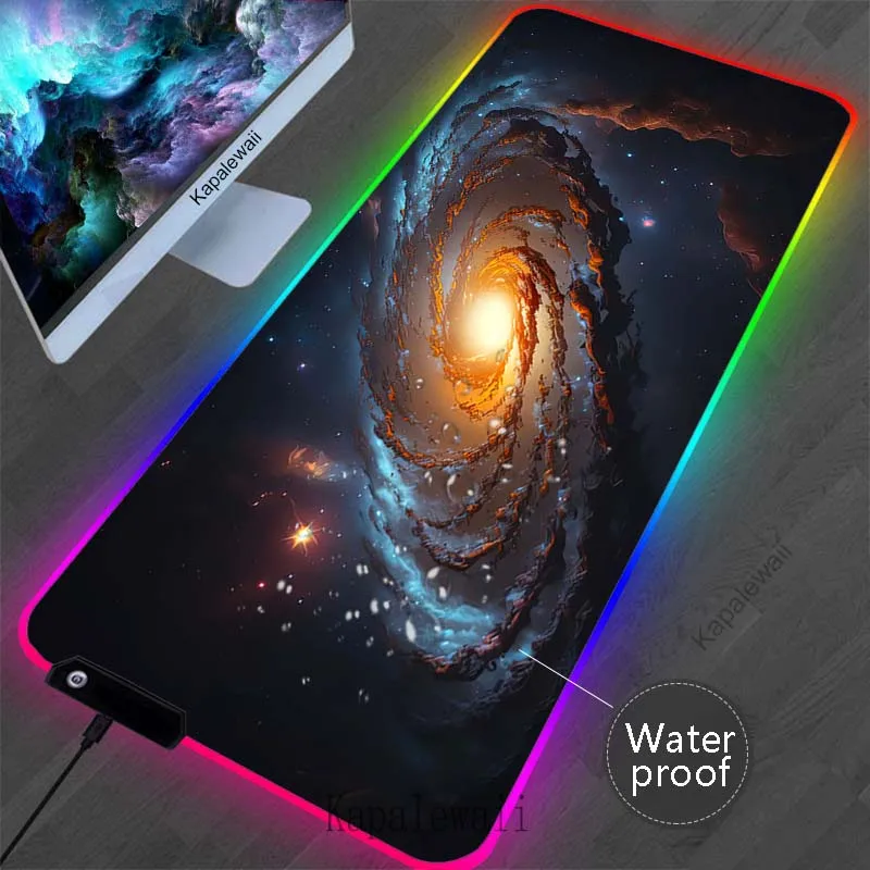 

RGB Space Mouse Pad LED Colorful Mousemat Computer Keyboard Pads Waterproof Mouse Mat Large Mousepad Gamers Decoracion Desk Mat
